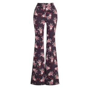 Adam Lippes Black Floral Flare Pants
